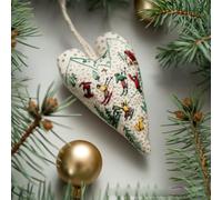 DIY Heart Shaped Hand Embroidered Christmas Ornament/Ornament Kit, Christmas Ornament Embroidery Kits,Creative Gift Kits for Tree Decoration,Winter Decor (Material Package, F Type)