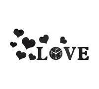 DIY Heart Wall Clock Sticker with Reflective Effect Suitable for Living Room And Kitchen Decor, Black