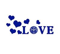 DIY Heart Wall Clock Sticker with Reflective Effect Suitable for Living Room And Kitchen Decor, Blue
