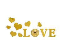 DIY Heart Wall Clock Sticker with Reflective Effect Suitable for Living Room And Kitchen Decor, Gold