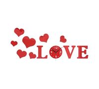 DIY Heart Wall Clock Sticker with Reflective Effect Suitable for Living Room And Kitchen Decor, Red