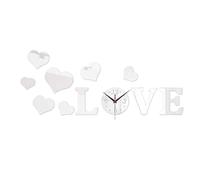 DIY Heart Wall Clock Sticker with Reflective Effect Suitable for Living Room And Kitchen Decor, Silver