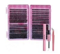 DIY Heat Bonded Lash Clusters Kit D Curl Extension Set Fiber Lengthening Eyelashes 72 Hours Long Lasting Not Easy to Fall Off Mixed Length on Eyes Without Burden Mild Non-Irritating