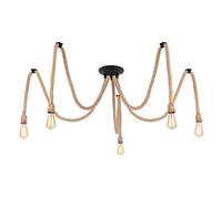 DIY Hemp Rope Retro Industrial Chandelier,Industrial 5 Lights Pendant Light Fitting,Retro E27 Edison Style Lamp/Living Room Restaurant Pendant Lights/Light Fixture,5 Lights(lampbulb is not Included)