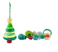 DIY Holiday Christmas Button Ornament Kit with Snowman Tree Angel Santa Design Elements, Complete Set for Creative Seasonal Activities (Green Christmas Tree)