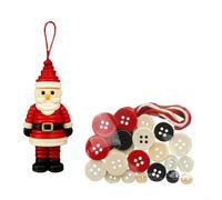 DIY Holiday Christmas Button Ornament Kit with Snowman Tree Angel Santa Design Elements, Complete Set for Creative Seasonal Activities (Santa Claus)