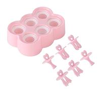 DIY Ice Cream Mold Ice Bar Mold Innovative Household Kitchen Tool for Home Summer Restaurant Made of Food Grade Silicone PP Material with 6 Cute Shapes Large Capacity (Pink)