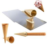 DIY Ice Cream Roll Maker with Waffle Cone Roller & Wooden Handle, Perfects Baking Tool for Ice Cream & Omelets - Fun Kitchen Gadget for Family Treats