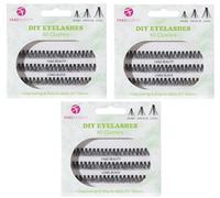 DIY Individual Eyelashes Extension Clusters - Fluffy False Lashes for Natural or Volume Look - Reusable Wispy Lash Set for At-Home Use - Lightweight & Soft Lashes (Long (12mm) - Pack of 3)