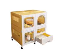 Diy Indoor Cat Cage With Litter Box - Easy To Clean, Spacious Pet Exercise Area, Perfect For Kittens & Cats, Durable Design For Indoor Use,Yellow-70 * 45 * 78cm