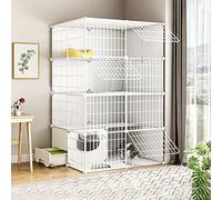 DIY Indoor Cat PlaypenDetachable Metal Enclosure for Kittens & Small Pets White 95x73x145cm Secure Kennel with Door Ideal for Cat Safety & Fun