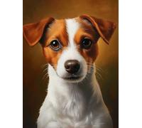 DIY Jack Russell Terrier Stamped Cross Stitch Kits for Beginners Adults - Preprinted 11CT Easy Pattern Needlepoint Kits, Arts and Crafts for Home Decor (11.8x15.7inch) 828