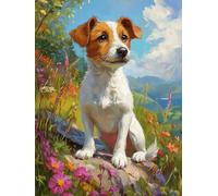 DIY Jack Russell Terrier Stamped Cross Stitch Kits for Beginners Adults - Preprinted 11CT Easy Pattern Needlepoint Kits, Arts and Crafts for Home Decor (11.8x15.7inch) 233