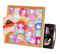 Diy Jigsaw Puzzle - Wooden Paintable Cartoon Frame, Interactive Educational Toy Featuring Cognitive Skill Enhancement, Artistic Play Accessory Including Safe Material, Classroom, Bedroom