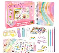 DIY Journal Kit for Girls, Arts and Crafts Stationery Set for Girls, Girls Notebook and Pen Set, Birthday Diary Gifts, Girls Diary Gift Set, Scrapbook Supplies for Teen Girls Ages 5-12 Year Old