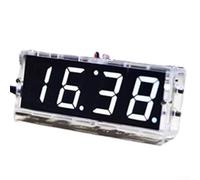 DIY Kit for Building an LED Clock with 4-Digit Display Showing Time Temperature and Date Along with Hourly Chime Option (white)