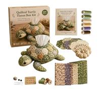 DIY Kit - Quilted Tissue Box - Sea Animals - With Pre-Cut Fabric, DIY Kit - Quilted Tissue Box Cover - For Women, Beginners, Bathrooms, Bedrooms, Offices, Dressing Table and Living Room