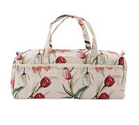 DIY Knitting Bag, Household Sewing Needles Knitting Supplies Fabric Crafts Storage Bag Organizer Bag Portable Crochet Hook(Rose Jacquard)