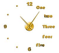 DIY Large Wall Clock Modern Wall Art Home Decor Luxury Interior Design English Letters Frameless Wall Watch Clock(Gold,47inch)