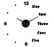 DIY Large Wall Clock Modern Wall Art Home Decor Luxury Interior Design English Letters Frameless Wall Watch Clock(Black,27inch)
