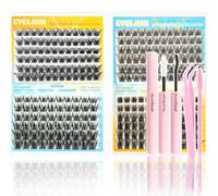 DIY Lash Clusters Extension Kit, 288pcs Natural Wispy Eyelash Clusters with Glue Tools for Home Application, 10-18mm D Curl Complete Starter Kit for Beginners