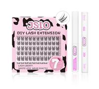 DIY Lash Clusters Kit - D Curl Wispy Natural Individual Lashes 10-18mm, Soft Lightweight Invisible Band with Bond & Seal & Remover, Easy At-Home Eyelash Extensions for Beginners (Velour Kit)