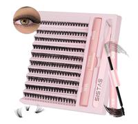 DIY Lash Extension Kit，200pcs Lash Clusters Individual Lashes Eyelash Extension Kit D Curl Volume Cluster Eyelashes with Lash Bond and Seal and Lash Tweezers，Application at Home Lash Extension Kit(40D