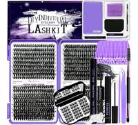 DIY Lash Extension Kit 774 Pcs D Curl Individual Lash Clusters Eyelashes Extension Set with Mirror Lash Storage Box Lash Bond&Seal Glue Remover Tweezers Lash Brush Applicator