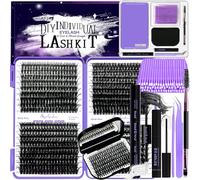 DIY Lash Extension Kit 804Pcs D Curl Individual Lash Clusters Eyelashes Extension Set with Mirror Lash Storage Box Lash Bond&Seal Glue Remover Tweezers Lash Brush Applicator