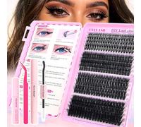 DIY Lash Extension Kit, Fluffy Cluster Lashes 40D 60D 80D 100D, 20 Rows False Eyelash Set with Glue, Remover & Tweezers, Soft Wispy Volume Lashes for At Home Use