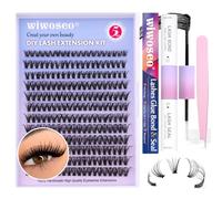DIY Lash Extension Kit Individual Cluster Lashes 240pcs Lash Cluster Individual Eyelash Extension Kit D Curl Lash with Lash Bond and Seal, at Home Lash Extension Kit for Self Application (40p, 8-16mm)