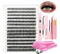 DIY Lash Extension Kit Individual Lashes Kit for Beginner at Home with 280 PCS 9-16mm Length 40D Curl Lash Clusters Lash Bond and Seal Glue Remover Tweezers Lash Applicator Tool