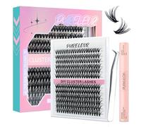DIY Lash Extension Kit Volume Lash Cluster Lash 30D Individual Thick Eyelash Kit Cluster Lashes with Lash Bond and Seal Lash Tweezers