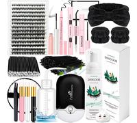 DIY Lash Extension Kit with 280 PCS 9-16mm 40D Lashes Clusters 200ml/6.7fl.oz Lash Cleanser Eyelash Shampoo Mini USB Portable Lash Fan Bond and Seal