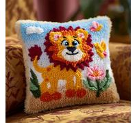 DIY Latch Hook Kit Lion Animal and Butterfly DIY Latch Hook Kit Cushion Home Decor Embroidered Pillow Kits,Beginner Adult Embroidery Set 43x43cm