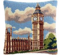 DIY Latch Hook Kits,Big Ben 3D Pillow Materials Package Latch Hook Embroidery Kits Cross Stitch Sofa Cushion Cover with Tool Fit for Kids and Adults,43X43 Cm