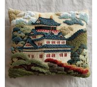 DIY Latch Hook Pillow Cover Kit,43x43 cm,Himeji Castle Landscape