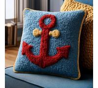 DIY Latch Hook Pillow Kit,Anchor 43 X 43 Cm