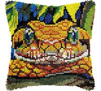DIY Latch Hook Pillow Kits for Adults Snake Pillow Cover Pre-Printed Patterns Pillowcase Needlework Crochet Yarns Latch Hooking Cushion for Sofa 17x17inch(y191)