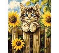 Diy Latch Hook Rug Kits Cat Animal And Sunflower Flowers Latch Hook Rug Kit Diy Cushion Making,Diy Tapestry For Home Decor Teenager And Adults Carpet Set 31x45in