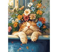 Diy Latch Hook Rug Kits Cat Animals And Flowers Cross Stitch Knotted Rug,Diy Crochet Tapestry For Beginners，Adult And Teenager Embroidery Set Latch Hook Kits Rugs 35x46in