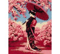 Diy Latch Hook Rug Kits Flowering Trees And Japanese Courtesans Diy Latch Hook Rug Set Rugs Knotting Cross Stitch Kit For Beginners And Adults Tapestry Making Tool Kits Embroidery Ser Cush 23x35in