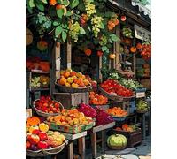 DIY Latch Hook Rug Kits,Fruit Shop 15X20In/52X38Cm Home Carpet Rug Making Canvas Kits, DIY Crochet Kits Embroidery Kits Needlework Crafts for Home Decor, Latch Hook Kits for Beginners Kids A