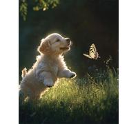 Diy Latch Hook Rug Kits Golden Retriever Dog Animal And Butterfly Handmade Self Knotting Set，Diy Tapestry Kits For Adults Cushion Large Latch Hook Tapestry Pre-Printed Pattern Rug Embroid 23x35in