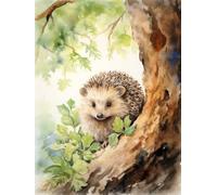 Diy Latch Hook Rug Kits Hedgehog And Big Tree Latch Mat For Yourself Knotting Rug ,Adults Or Beginners,Latch Hook Kits Rug 23x35in