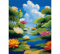 DIY Latch Hook Rug Kits,Lotus Summer Scenery 15X20In/52X38Cm Home Carpet Rug Making Canvas Kits, DIY Crochet Kits Embroidery Kits Needlework Crafts for Home Decor, Latch Hook Kits for Beginn