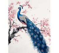 Diy Latch Hook Rug Kits Peacock Animal And Flower Tree Latch Hook Rug Cross Stitch Embroidery Set，Diy Tools For Beginners，Adults，Tapestry Kit Cushion Knotting Carpets 23x35in