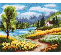 DIY Latch Hook Rug Making Kit for Adults Kids Countryside 15X20In/52X38Cm Embroidery Kits Cross Stitch Kit Carpet Making Kit Needlework DIY Craft Kits for Home Deco