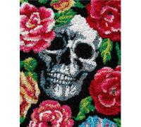 DIY Latch Hook Rug Making Kit for Adults Kids Flowers and Skeletons 31x45in/80x115cm Embroidery Kits Cross Stitch Kit Carpet Making Kit Needlework DIY Craft Kits for Home Deco