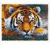 DIY Latch Hook Rug Making Kit for Adults Kids Lying Tiger 23x35in/60x90cm Embroidery Kits Cross Stitch Kit Carpet Making Kit Needlework DIY Craft Kits for Home Deco